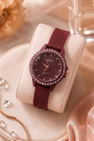Floral Dial Silicone Strap Watches