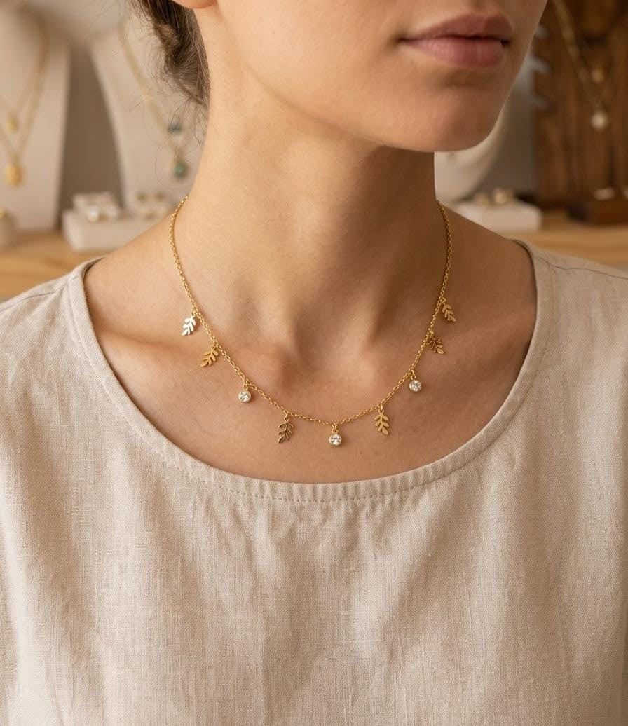 Gold Four Leaf Clover Charm Necklace