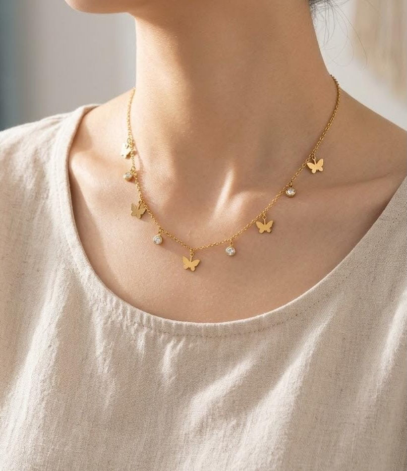 Gold Four Leaf Clover Charm Necklace