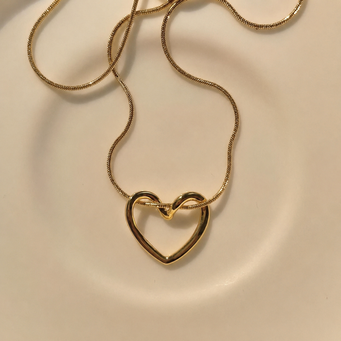Gold Open Heart Pendant Necklace