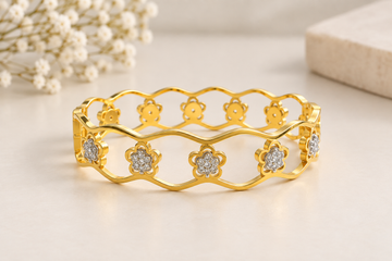Flower Design Cuff Bangle