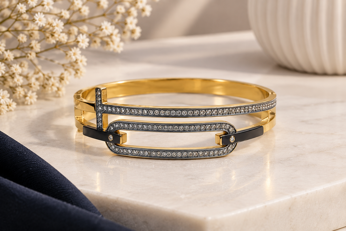 Layered Metal Cuff Bangle