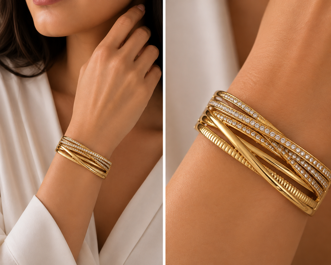 Crossover Layered Cuff Bangle