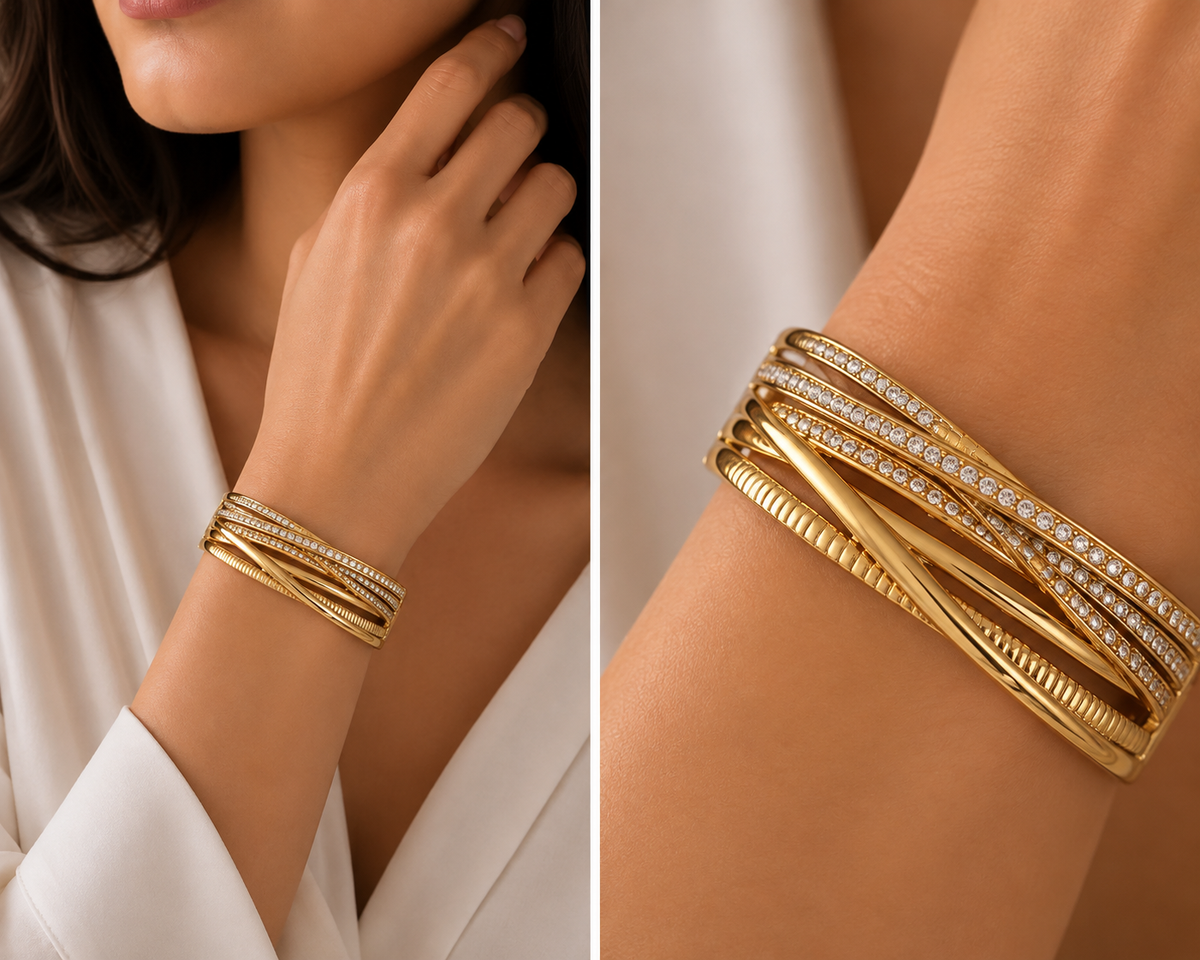 Crossover Layered Cuff Bangle