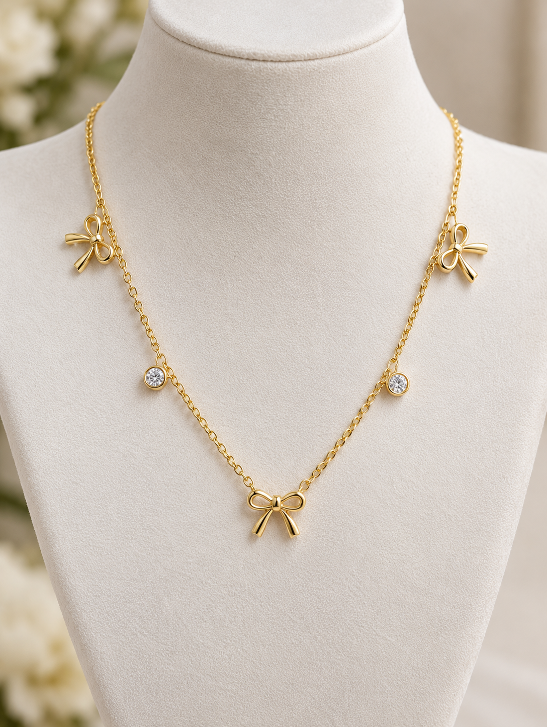 Elegant Gold Bow Charm Necklace for Women ✨