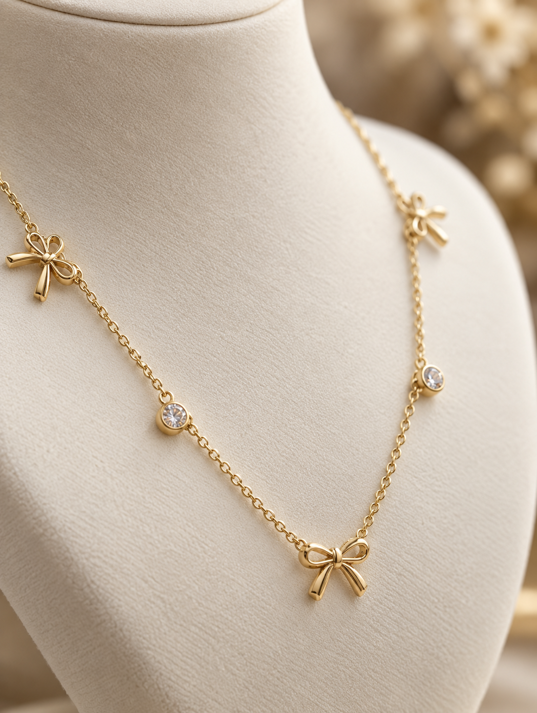 Elegant Gold Bow Charm Necklace for Women ✨