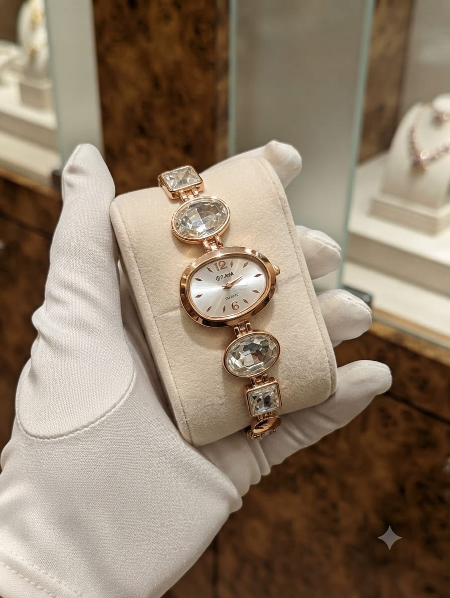 Oval Dial Crystal Bracelet Watch