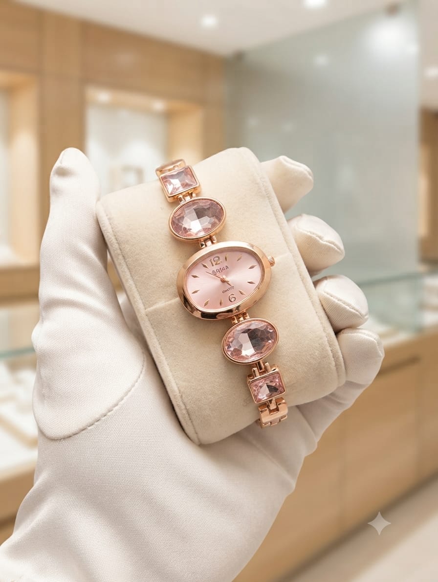 Oval Dial Crystal Bracelet Watch