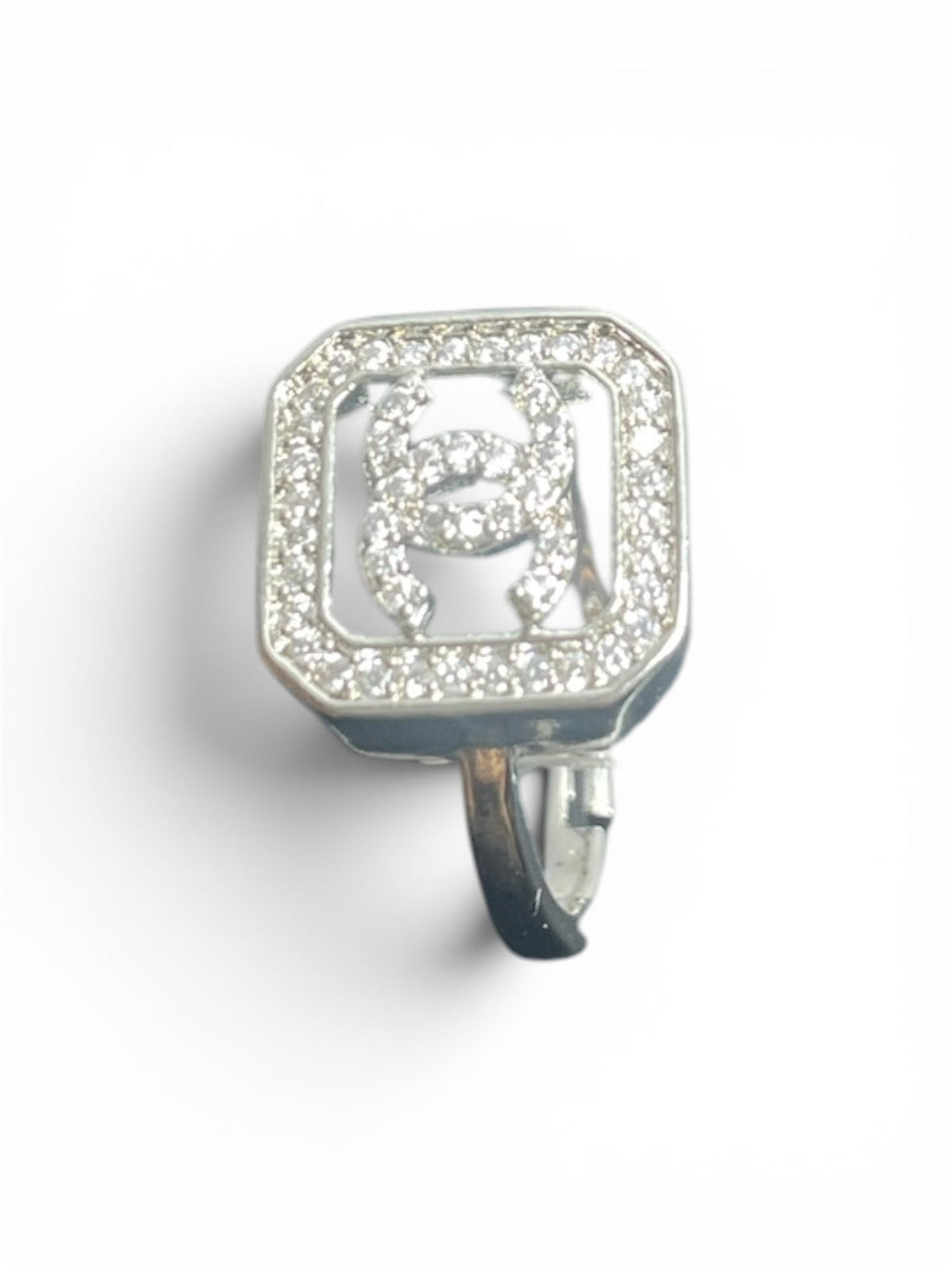 Silver Square Cluster Halo ring