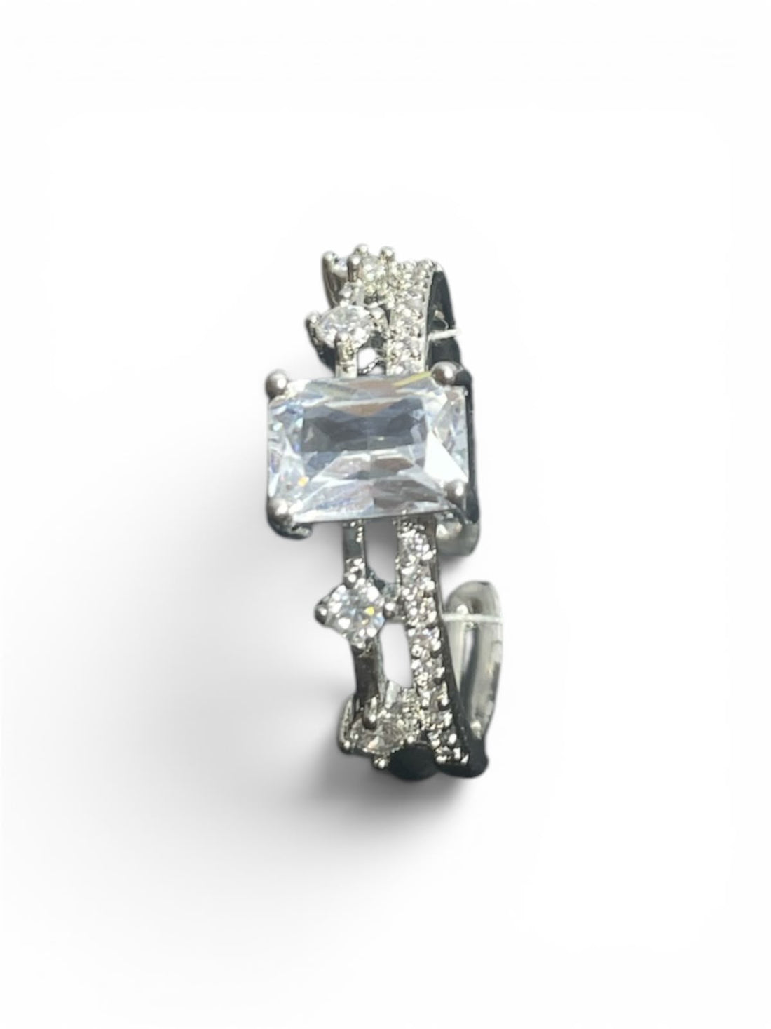 Silver Emerald Cut Statement Ring