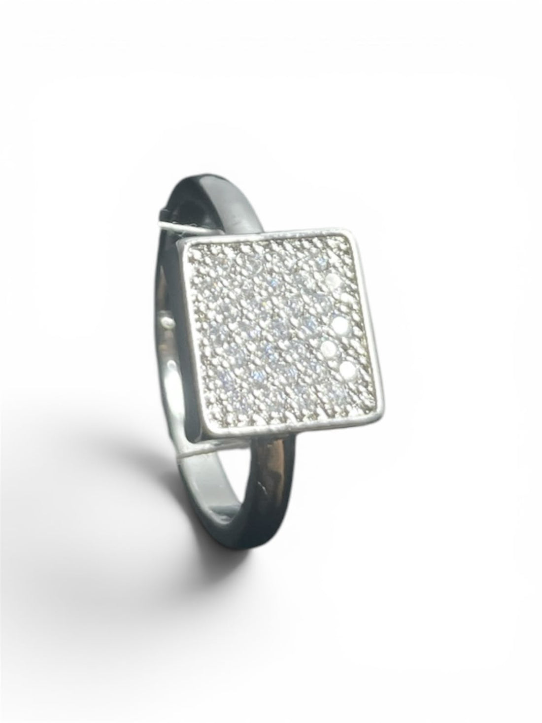 Silver Square Pave Signet Ring