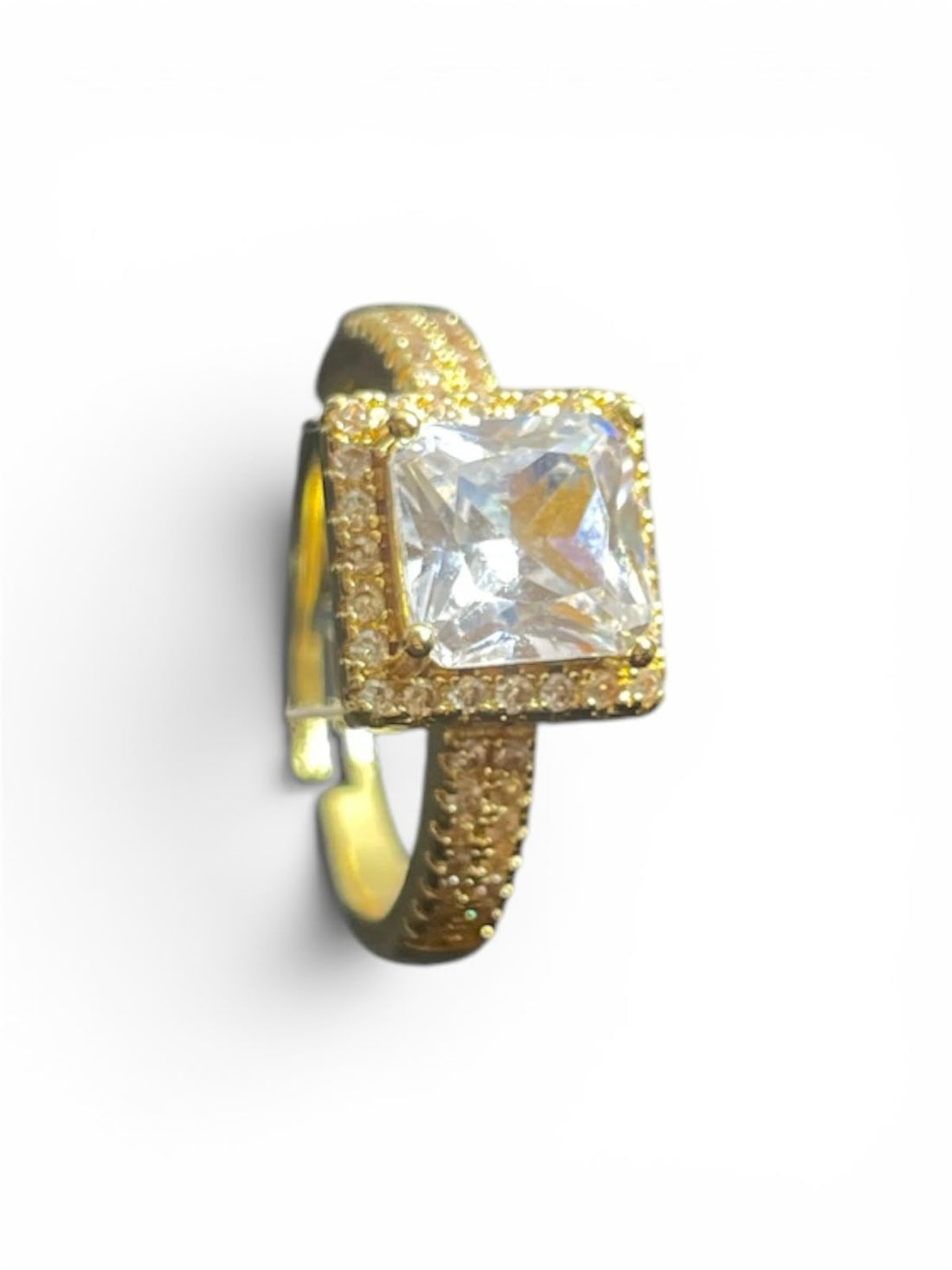 Gold Plated Square Halo Ring