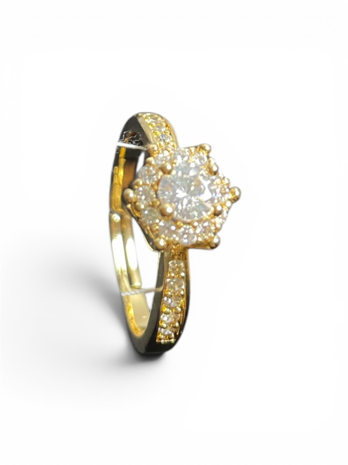 Gold Plated Floral Halo Ring