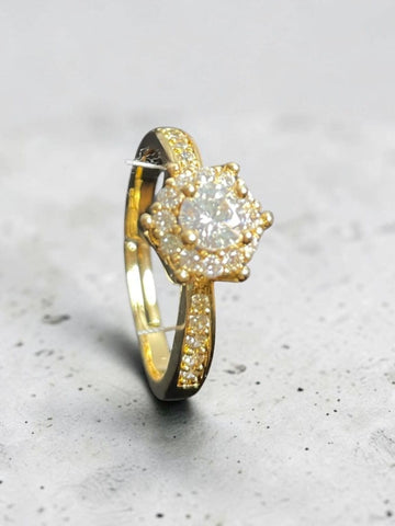 Gold Plated Floral Halo Ring