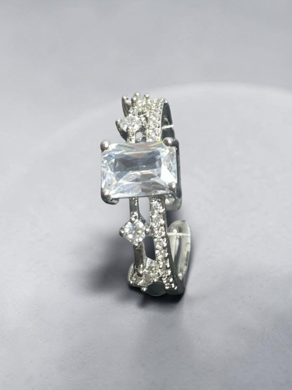 Silver Emerald Cut Statement Ring