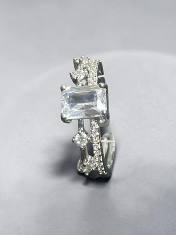 Silver Emerald Cut Statement Ring