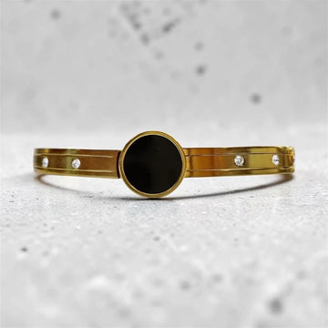 Gold-Tone Cuff With Black Circle Accents