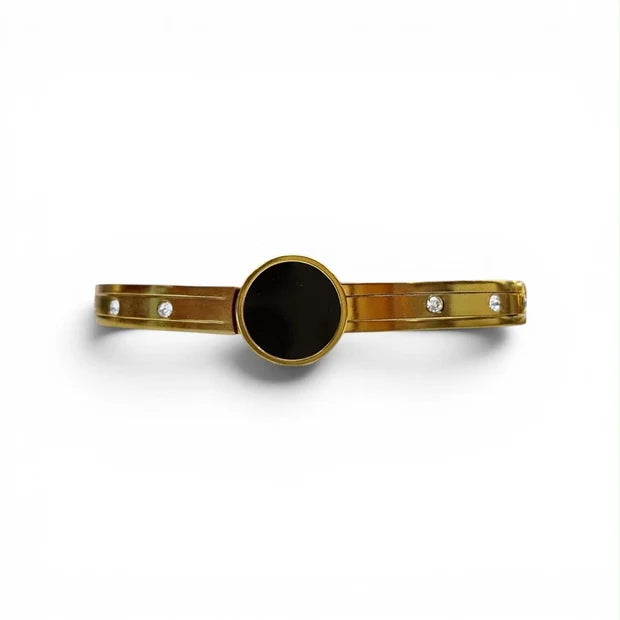 Gold-Tone Cuff With Black Circle Accents