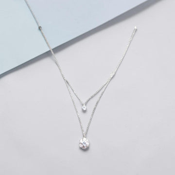 Double Chain Sparkle Pendant Necklace
