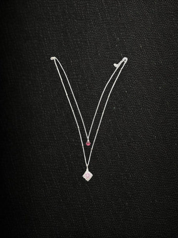 Duo Drop Pink Stone Necklace