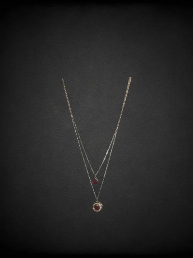 Twin Halo Layered Necklace