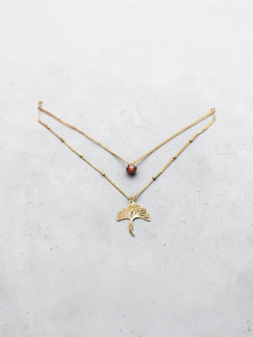 Gold Tone Butterfly Layered necklace
