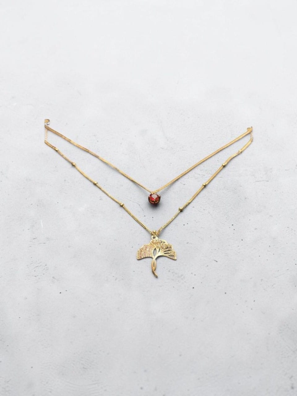 Gold Tone Butterfly Layered necklace