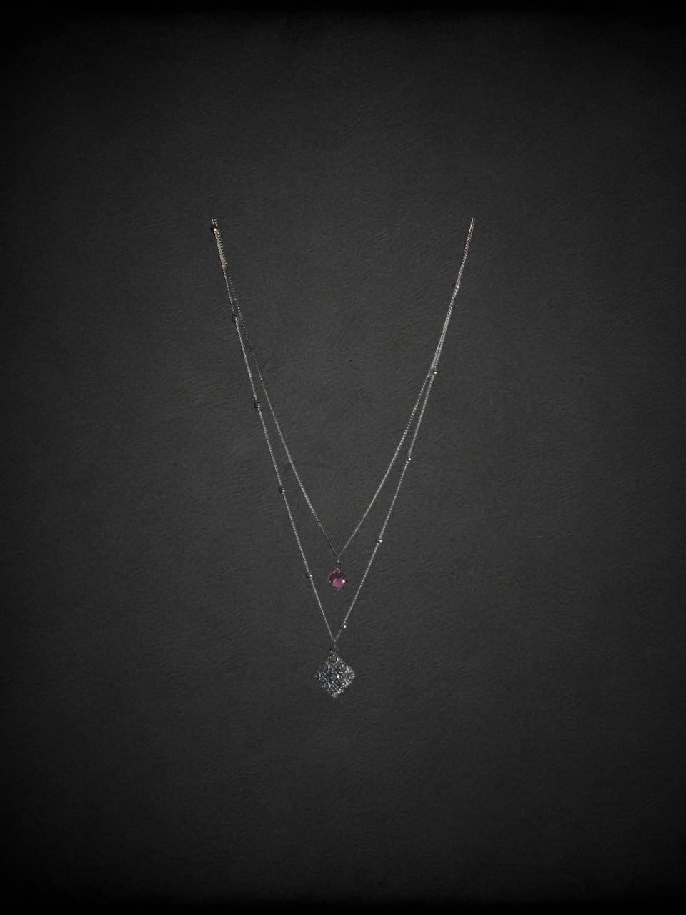 Silver Square Halo necklace