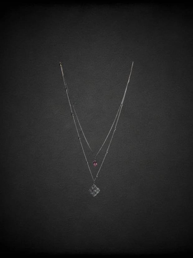 Silver Square Halo necklace