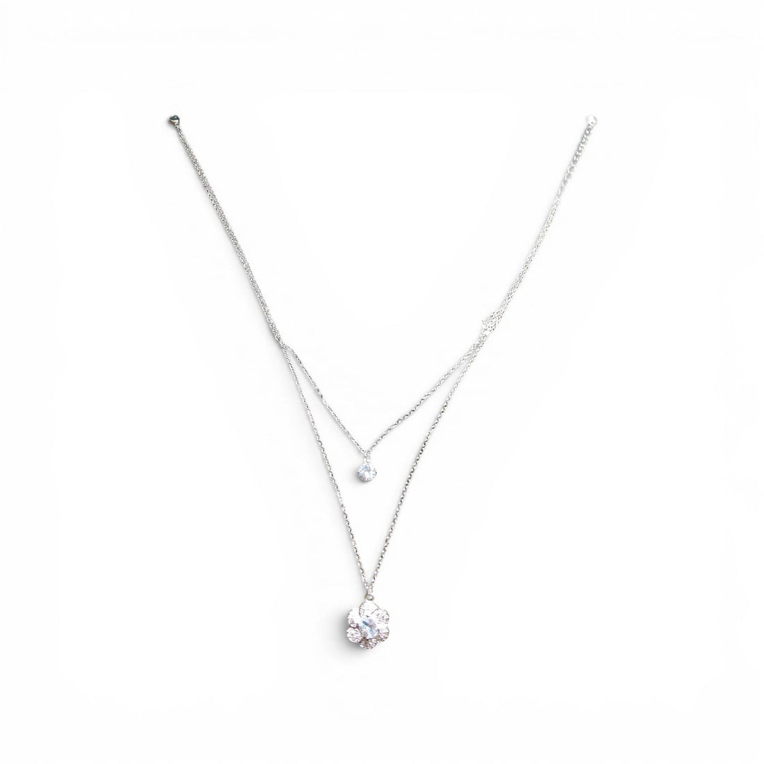 Double Chain Sparkle Pendant Necklace