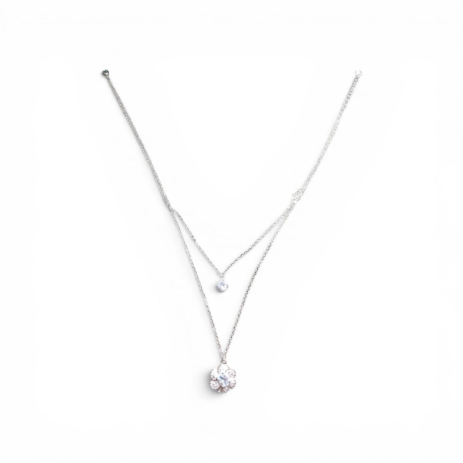 Double Chain Sparkle Pendant Necklace