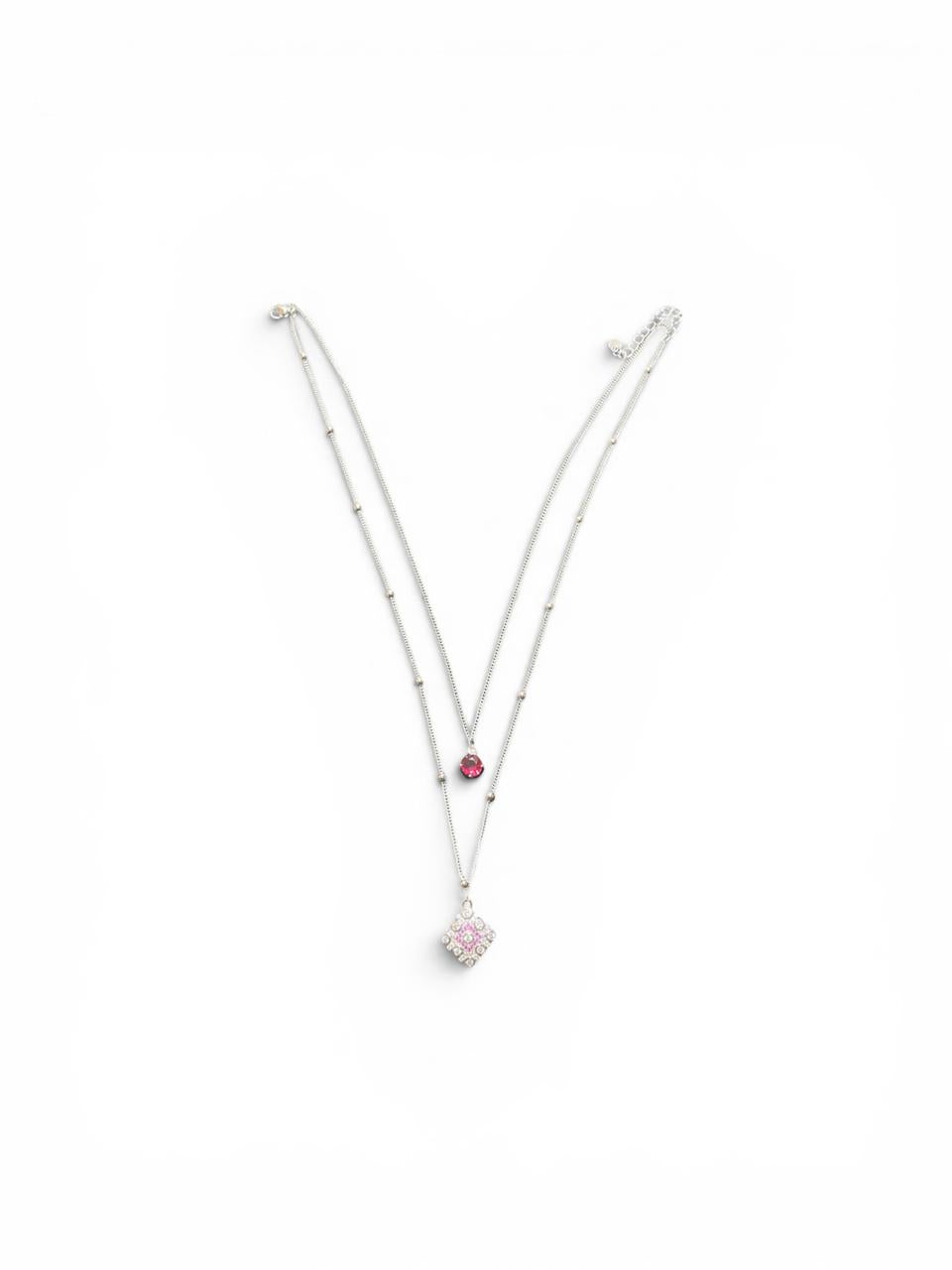 Duo Drop Pink Stone Necklace