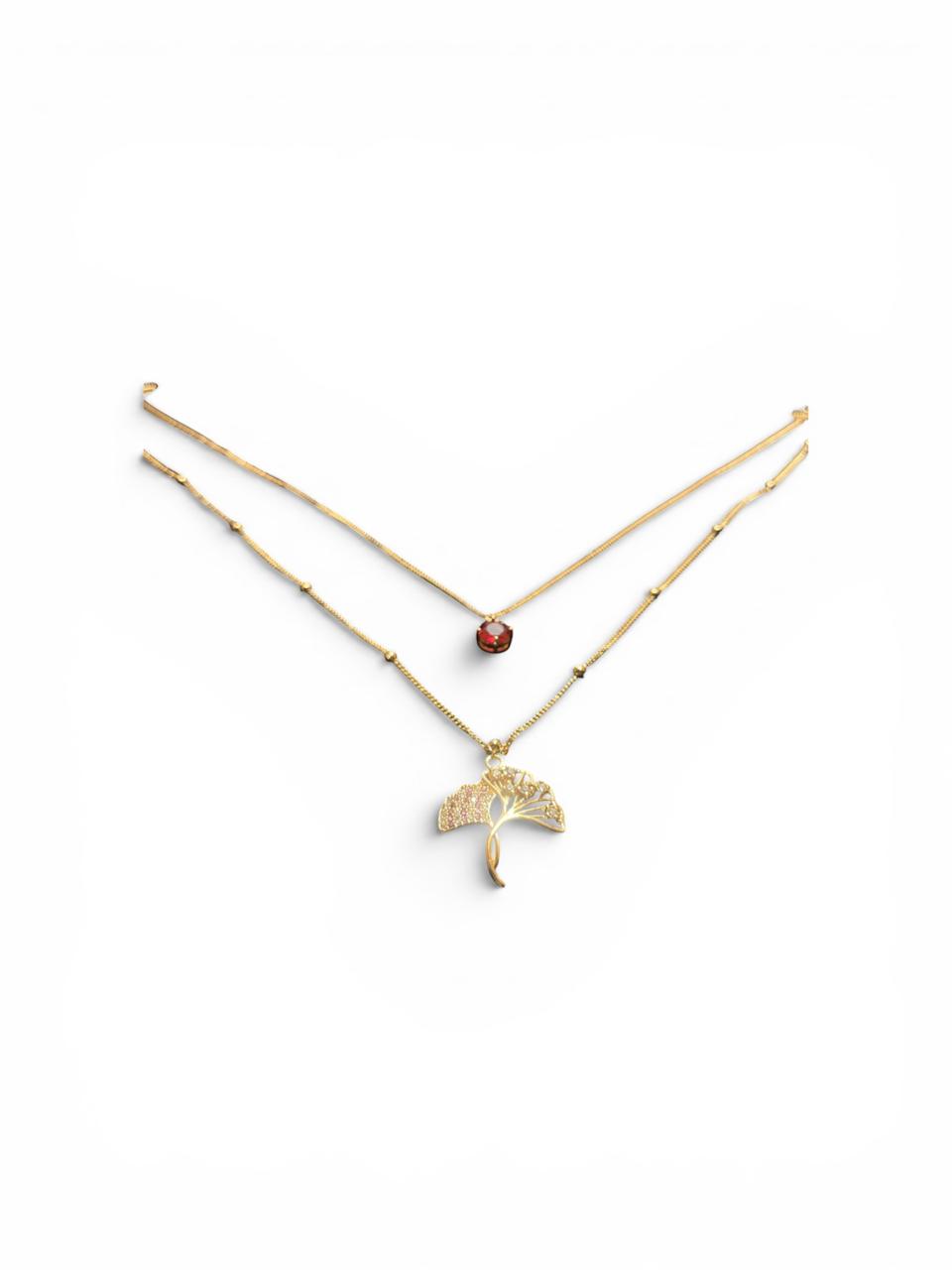 Gold Tone Butterfly Layered necklace