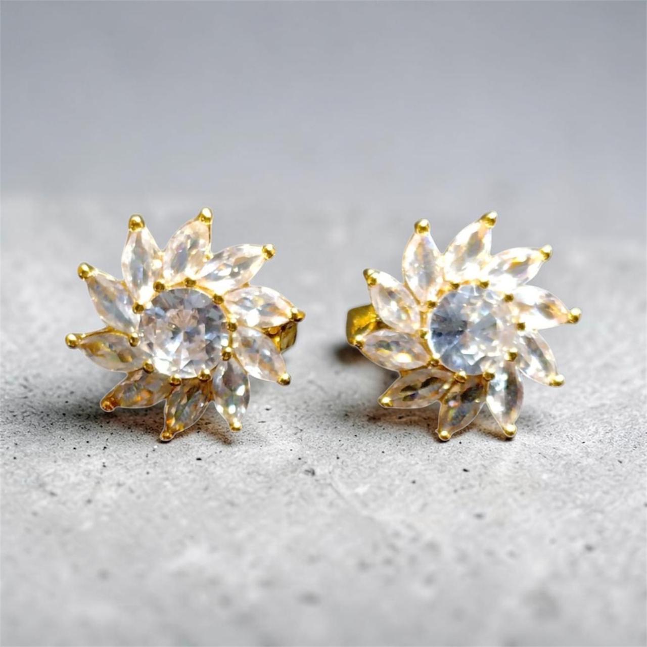 Crystal Sunflower Stud Earrings