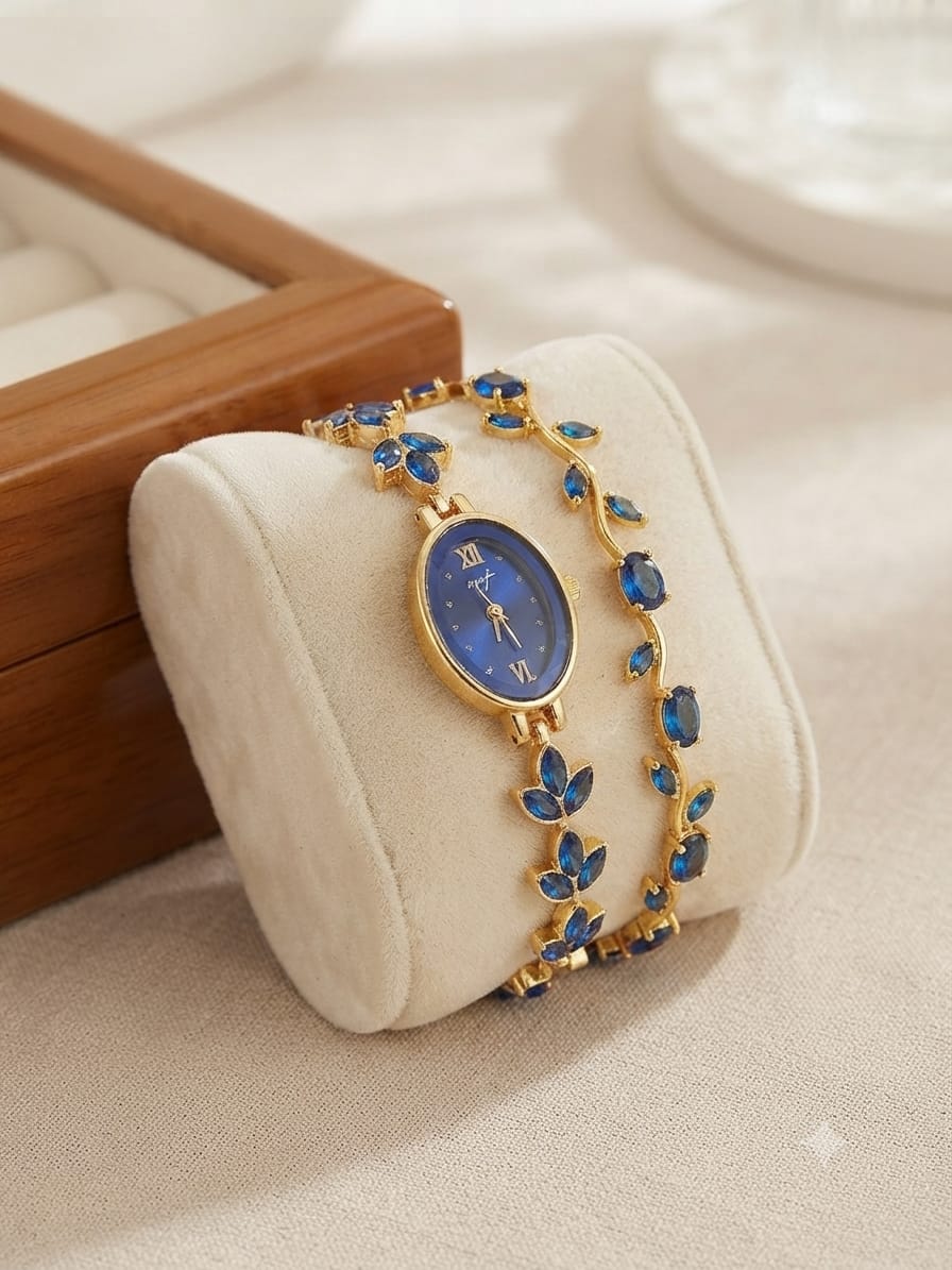 Oval Shaped Bracelet Watch + Tulip Bracelet