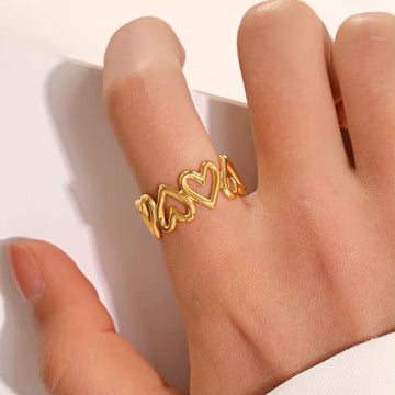 Gold Heart Chain Link Ring