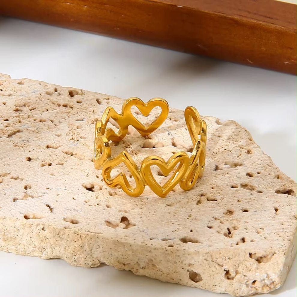 Gold Heart Chain Link Ring