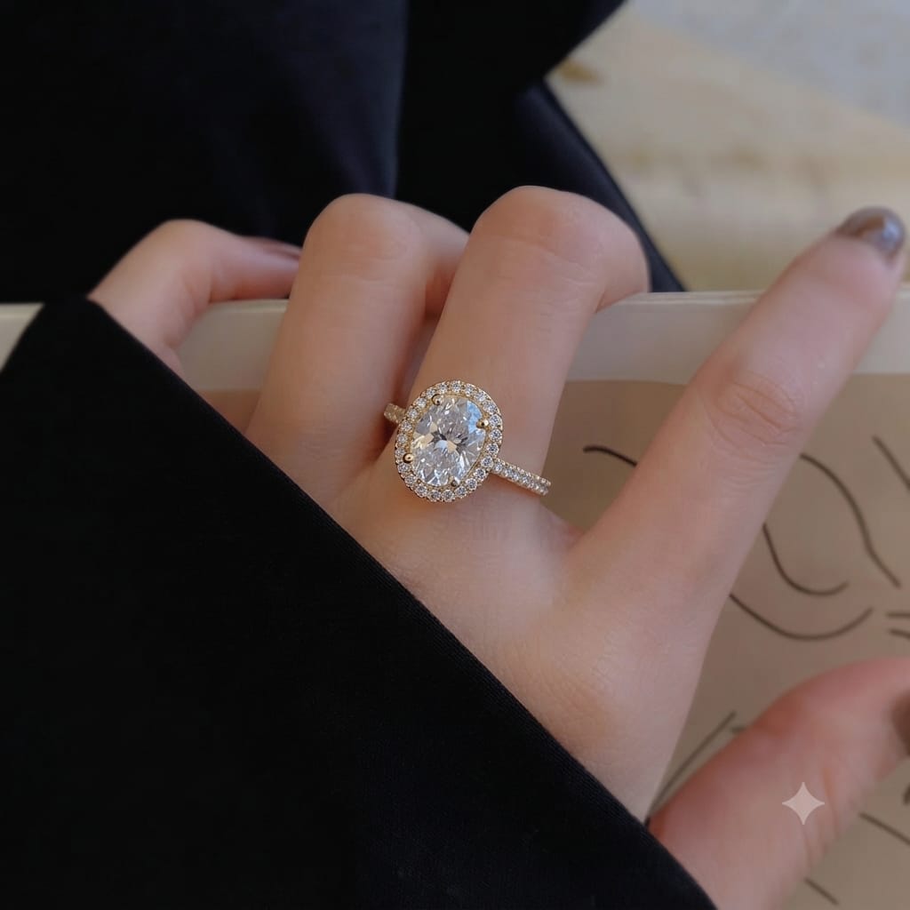 Oval Halo Statement Ring