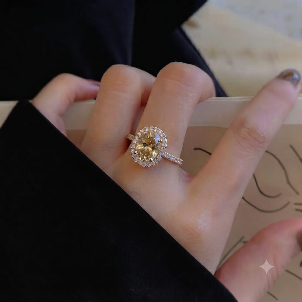 Oval Halo Statement Ring