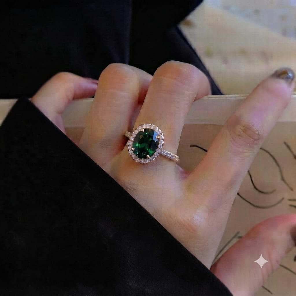 Oval Halo Statement Ring