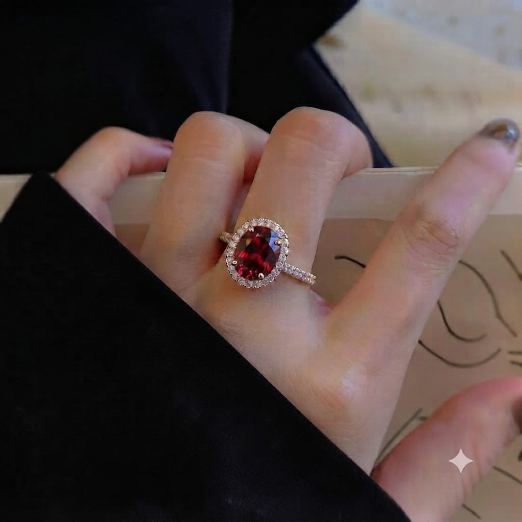 Oval Halo Statement Ring