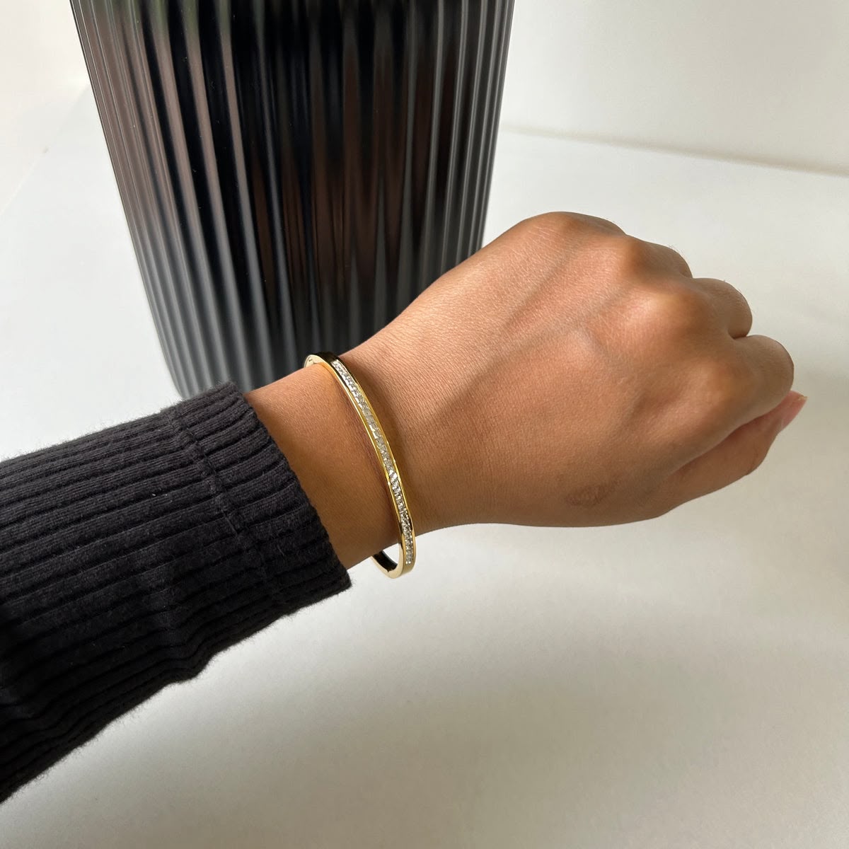 Gold Baguette Stone Bangle Bracelet