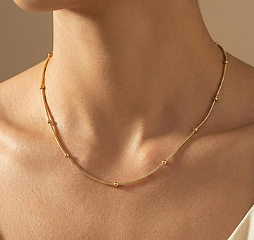 Gold Beaded Satellite Chain Necklace