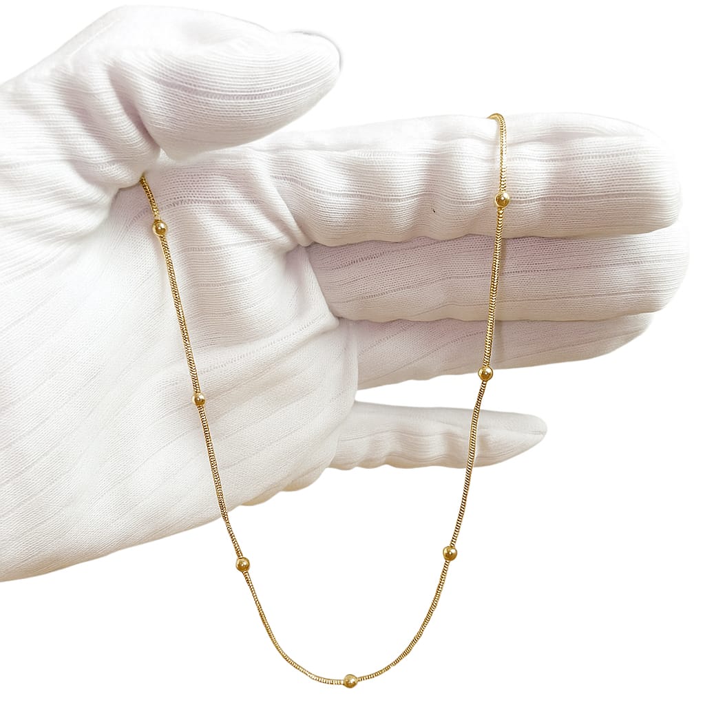 Gold Beaded Satellite Chain Necklace