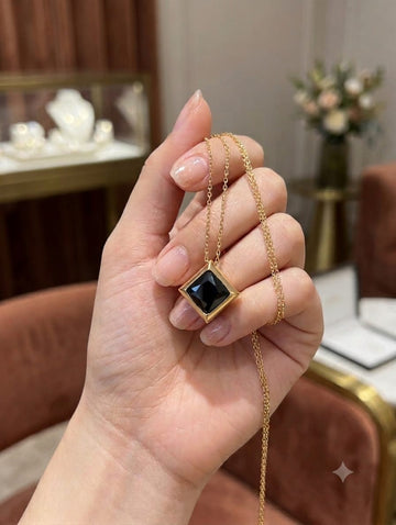 Emerald Square Pendant Necklace