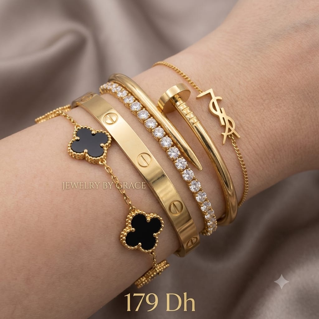 Luxe Gold Bangle Stack Set - 5 Piece