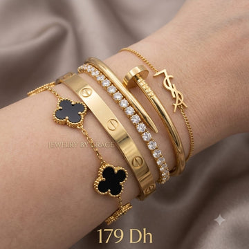 Luxe Gold Bangle Stack Set - 5 Piece