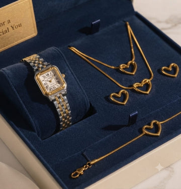Two-Tone Heart Watch & Jewellery Gift Set
