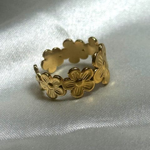 Gold Textured Chain Link Stacked Ring