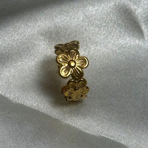Gold Textured Chain Link Stacked Ring